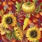 Fall Autumn Thanksgiving Pumpkins and Sunflowers on Burgundy 100% Cotton Fabric